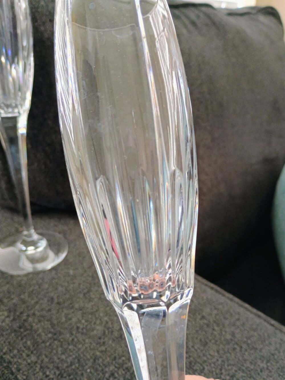 EUC CRYSTAL CHAMPAGNE FLUTES SET OF 2 ELEGANT - Picture 3 of 4